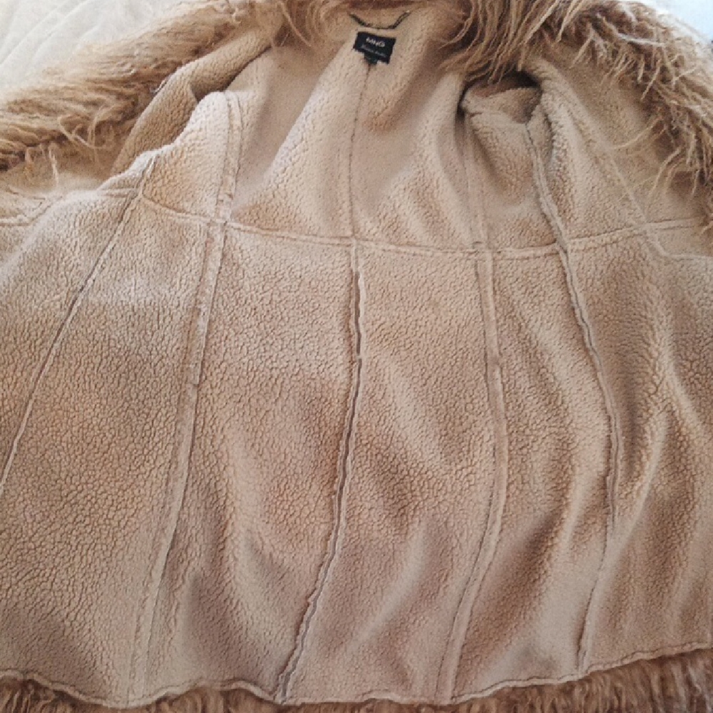 Mango Beige/Tan Faux Fur Trim Teddy Coat - Picture 7 of 13